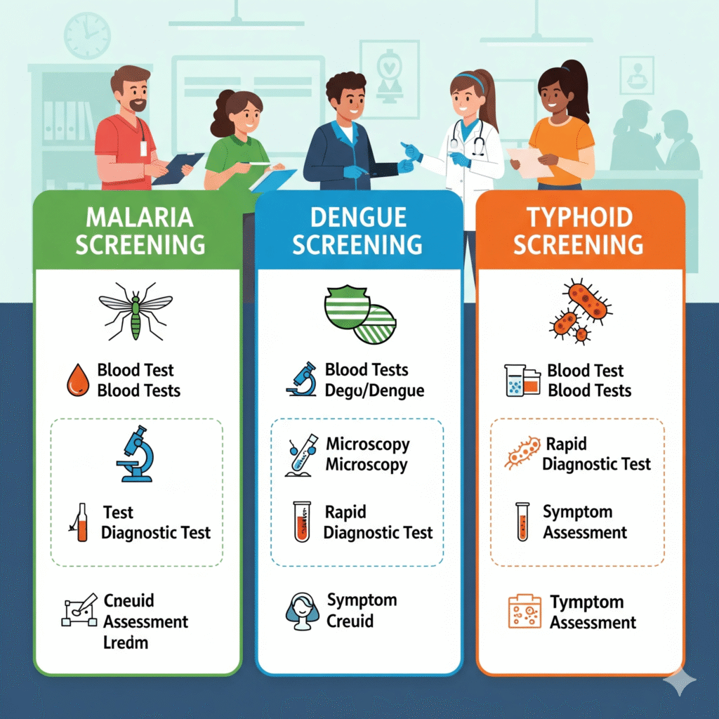 Malaria, Dengue, and Typhoid Screening