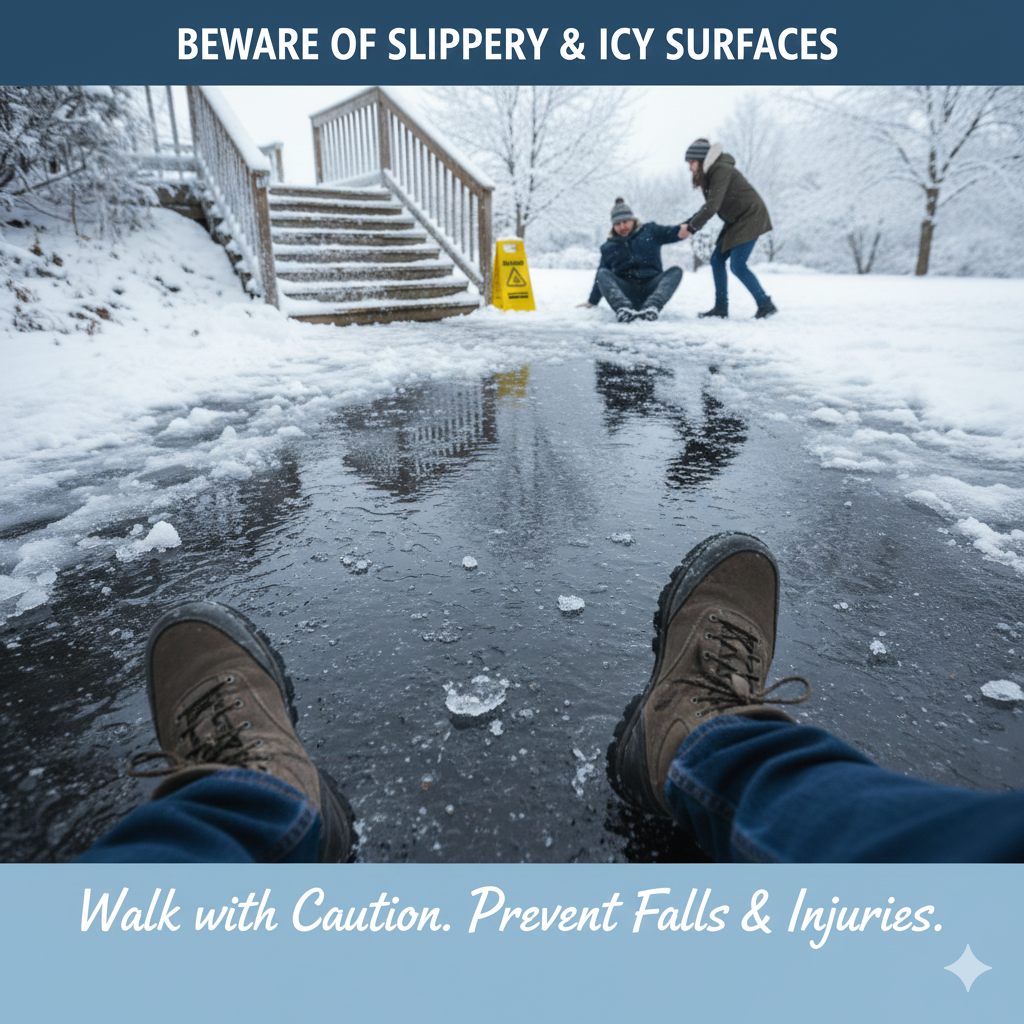 Beware of Slippery & Icy Surfaces