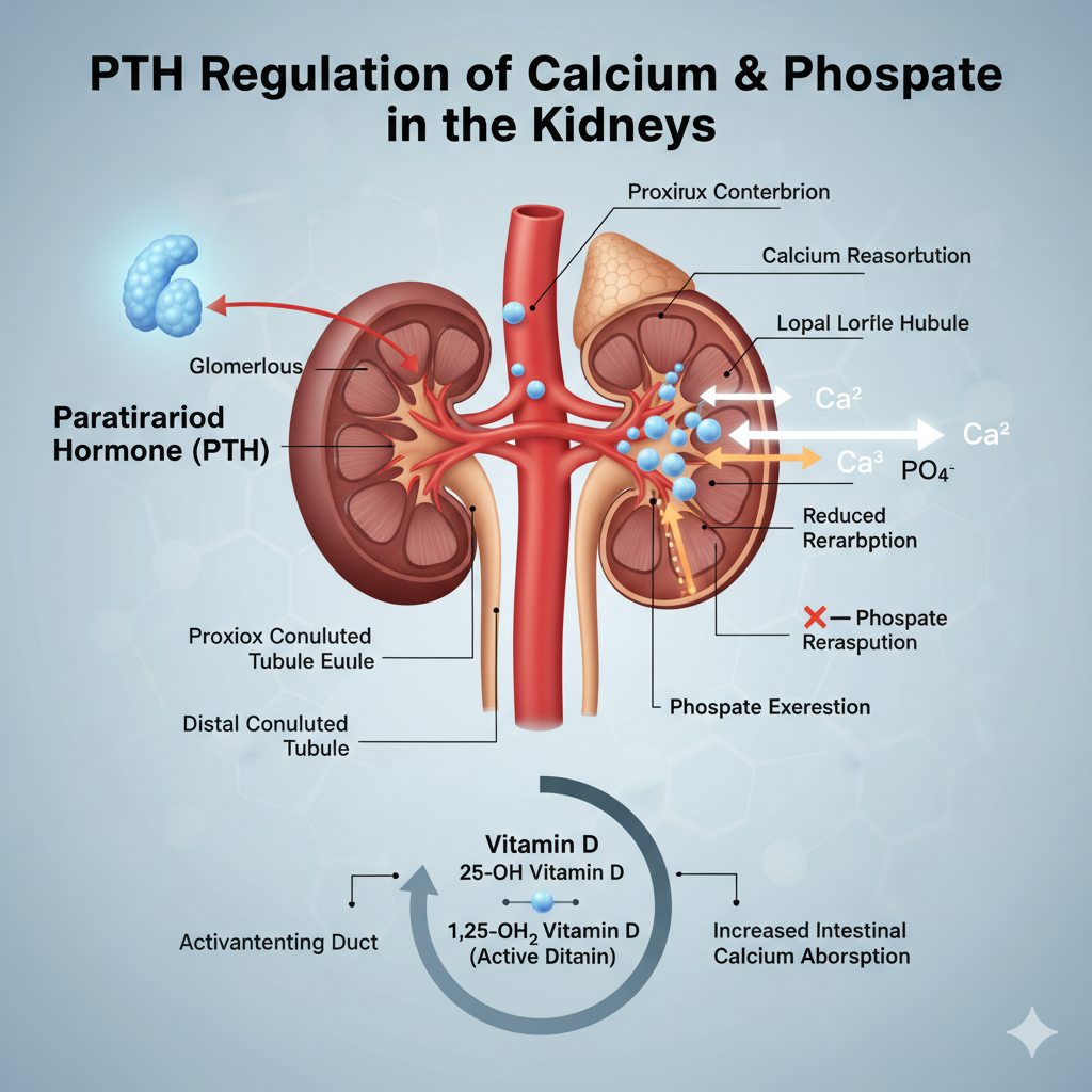How PTH Regulates Calcium and Phosphate in the Kidneys