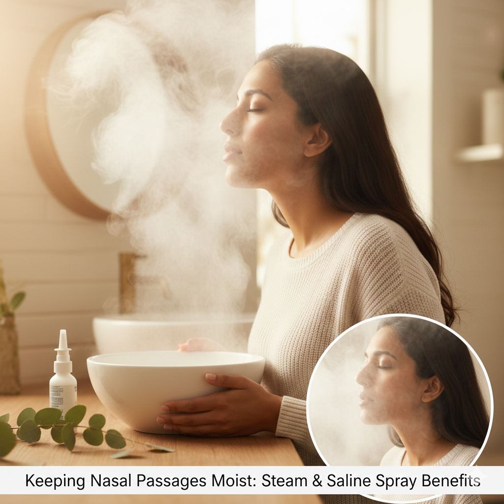Keeping Nasal Passages Moist: Steam & Saline Spray Benefits