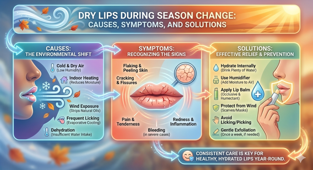 Dry Lips During Season Change: Causes, Symptoms, and Solutions