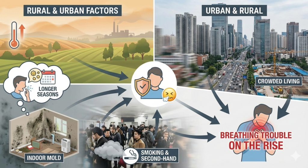 What Causes Breathing Trouble on the Rise in Urban and Rural Areas?