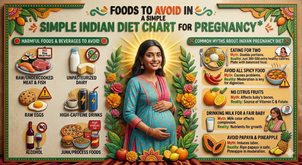 Foods to Avoid in a Simple Indian Diet Chart for Pregnancy