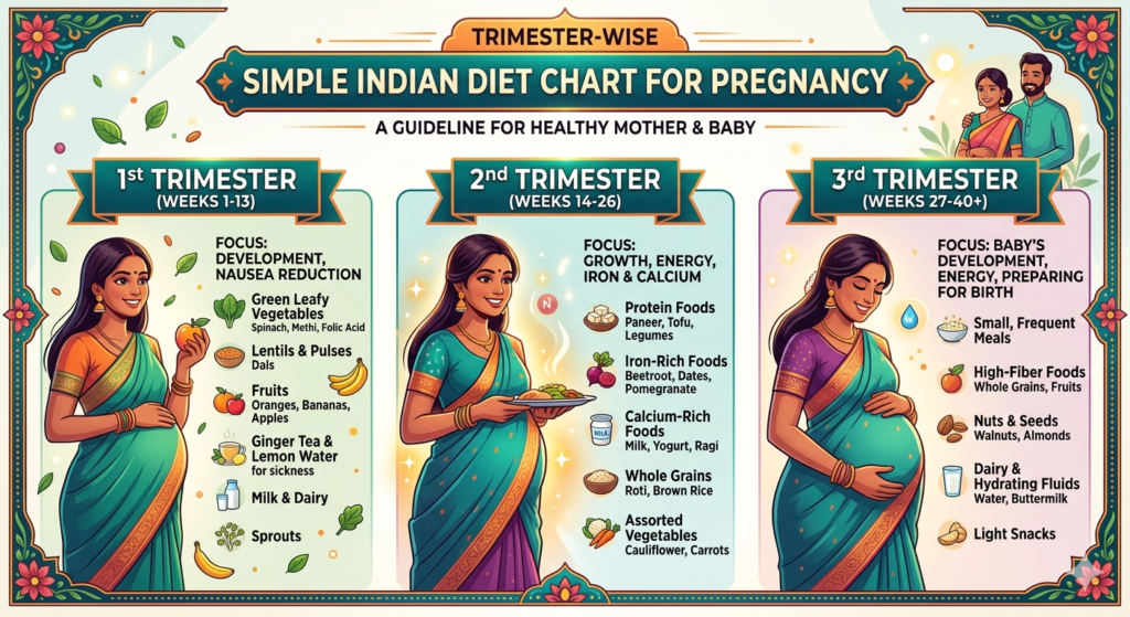 Trimester-Wise Simple Indian Diet Chart for Pregnancy