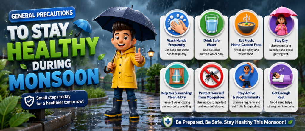 General Precautions to Stay Healthy During Monsoon